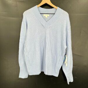NEW Treasure & Bond wool alpaca blend v-neck pullover cornflower blue sweater M